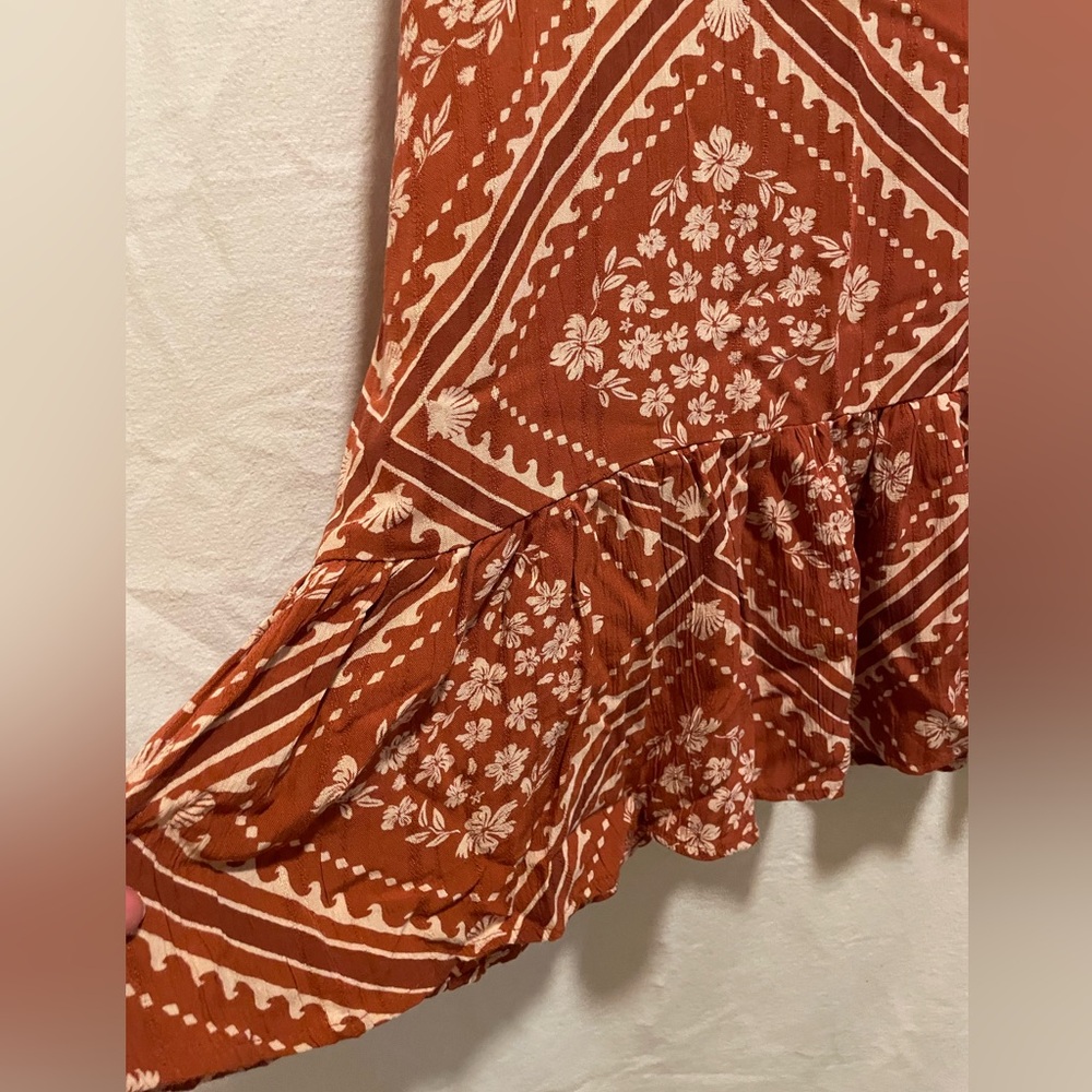 Rip Curl Rust Floral Bandana Short Sundress - Picture 2 of 8